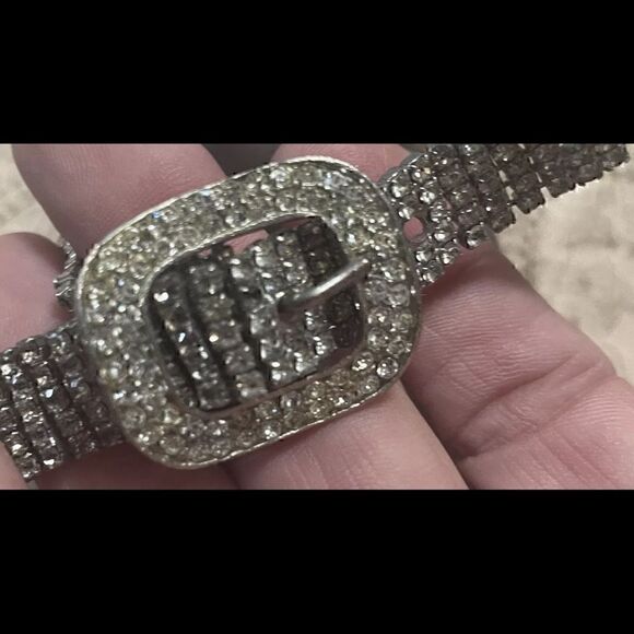 Vintage Manolo Blahnik silver/rhinestone strap heels, size 39 1/2 - Picture 8 of 13